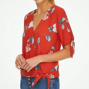 Red faux wrap top